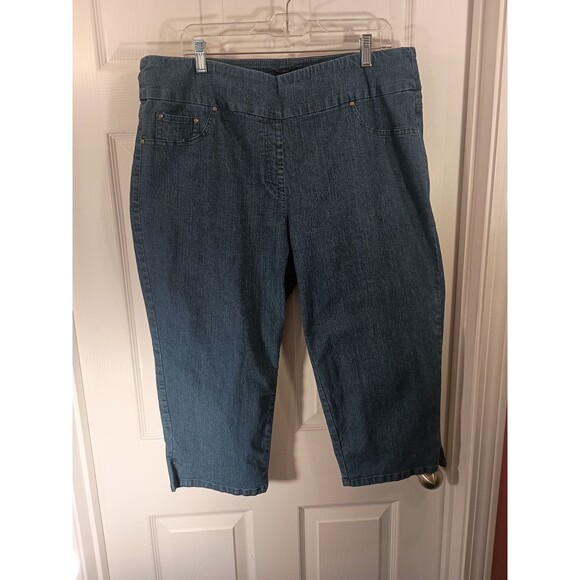 Ruby Rd. Woman Capri Jeans Size 16W Blue Pull On - Picture 1 of 7